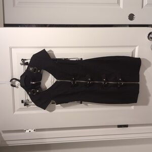 Goth buckle strappy mini dress M